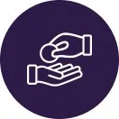Icon of a hand offering help or support to another hand.