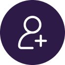 Icon of a person with a plus sign indicating adding a new user or friend