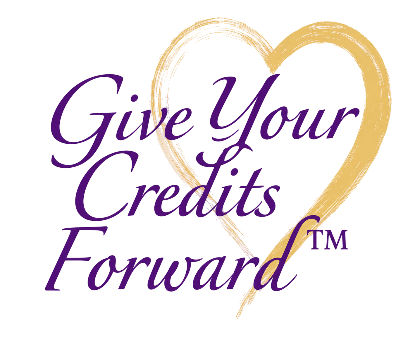 The image features a purple 3D heart with the phrase "Give Your Creations a Forward" written inside it in script font. The heart is outlined with a gold, roughly painted style.