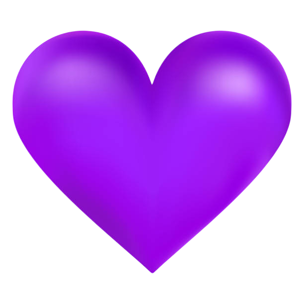 Purple 3D heart with smooth surface and shading