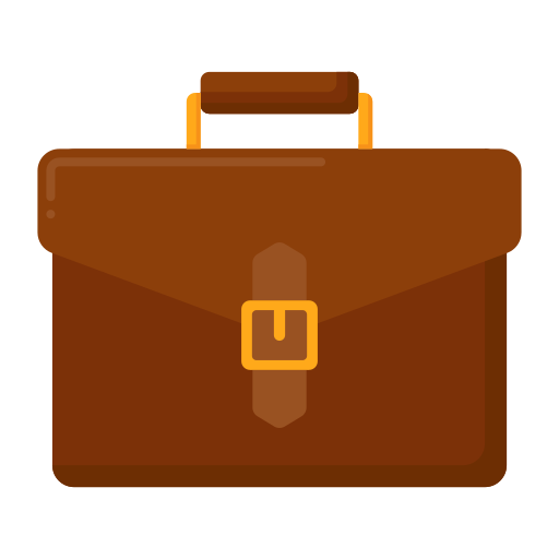 A brown briefcase with a gold clasp and handle.
