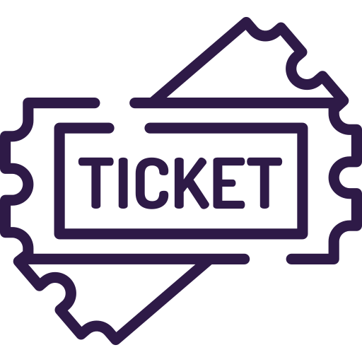 Outline of a ticket with the word 'TICKET' inside