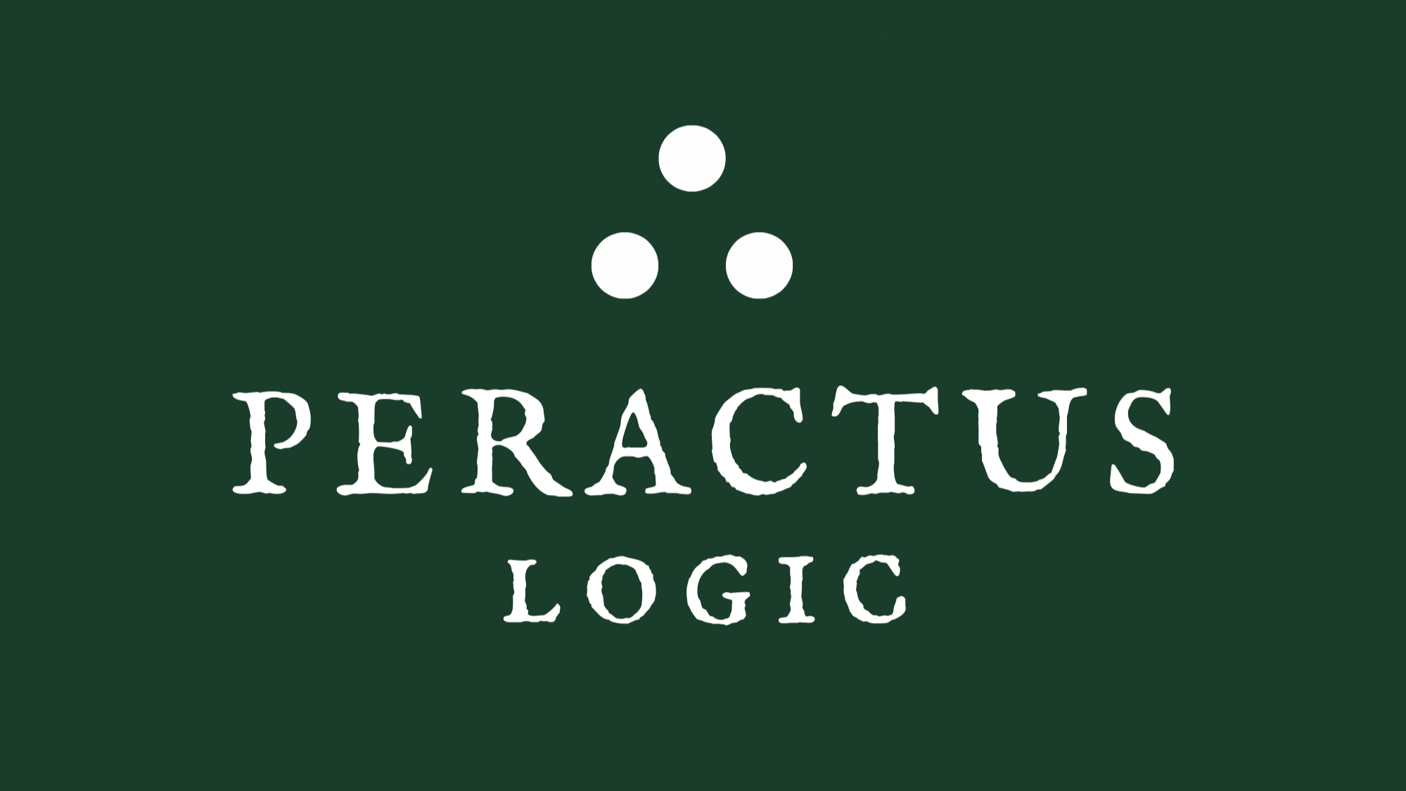 Peractus Logic logo with the therefore math symbol, and the words 'Peractus Logic' on a dark green background.