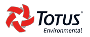 Logo of TOTUS Environmental with a red and gray swirl design.