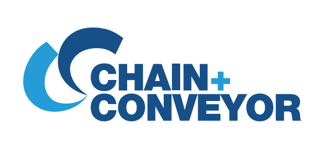 Logo for Chain + Conveyor featuring stylized chain links and text.
