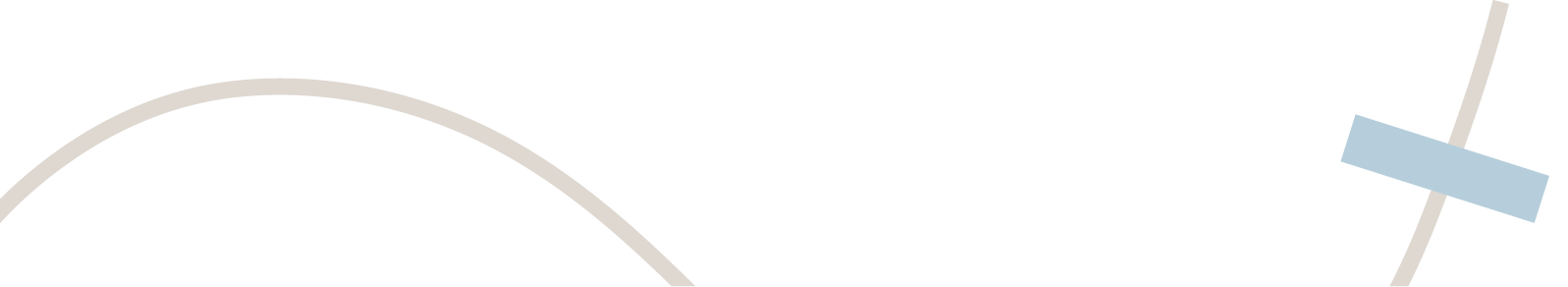 Decorative pale grey curved line with a blue rectangle intersecting it to the right hand side.