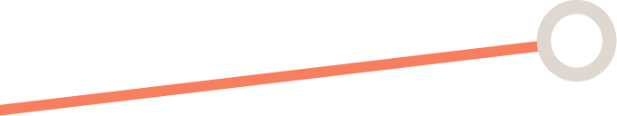 Decorative coral red line with pale grey outlined circle to the right hand side.
