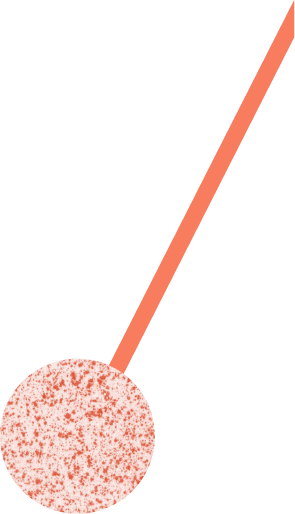 Decorative coral red line with a textured circle.