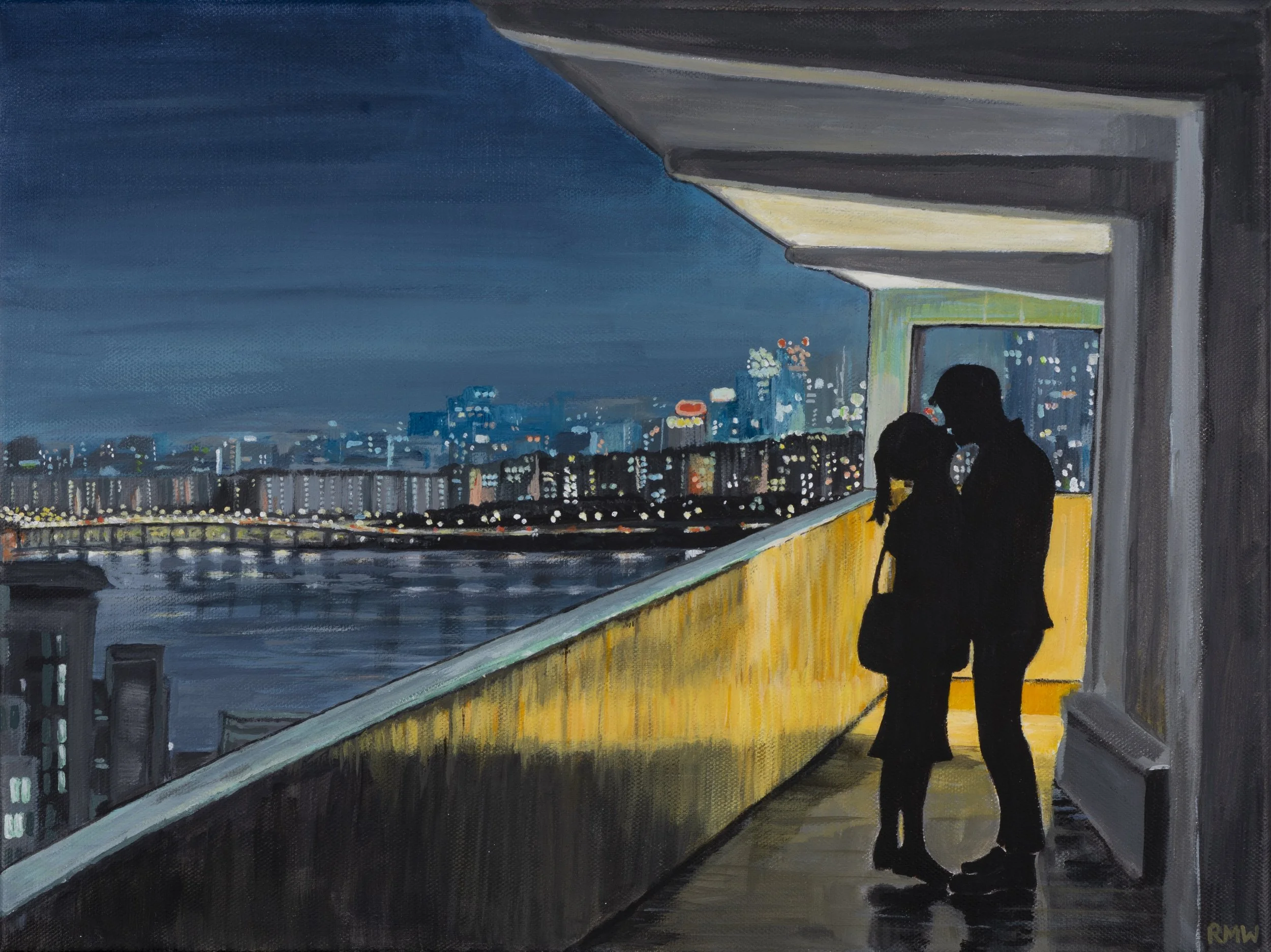'Kiss in the City'
Inspired by coming across a tryst in Seoul, South Korea. Two lovers perhaps. New love? Or a sweet parting?
40 cm x 30 cm