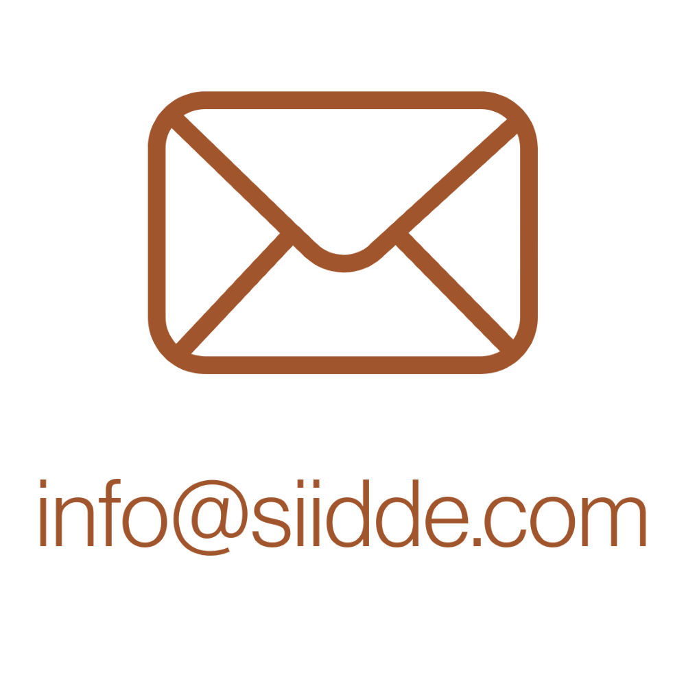 An icon of a brown envelope and email address info@siidde.com written below in brown text.
