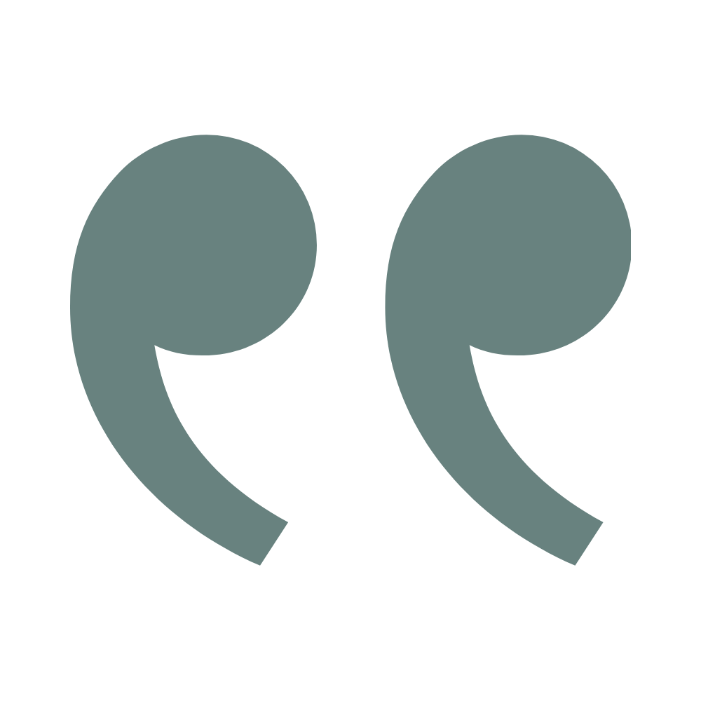 A stylized, large dark gray quotation mark symbol on a black background.