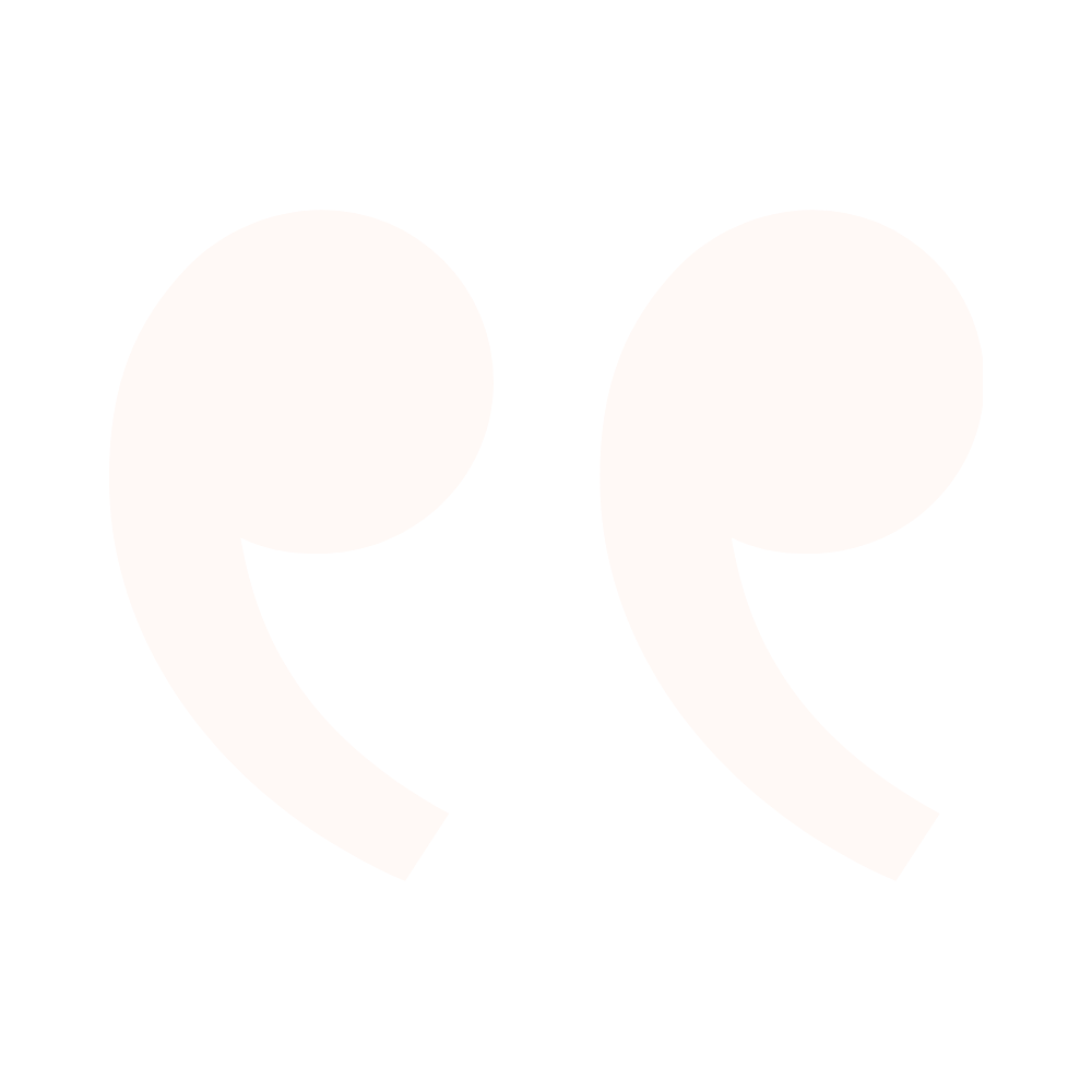 Creative graphic design featuring large white quotation marks on a black background.