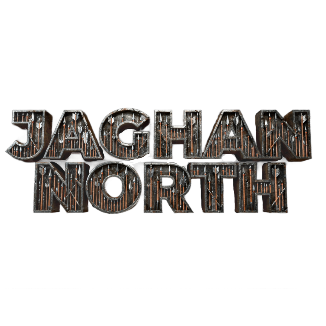The title 'JAGHANNORTH' written in metallic letters filled with arrows on a black background.