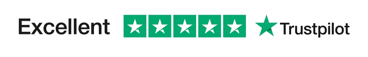 Trustpilot review rating with five green stars, labeled 'Excellent'