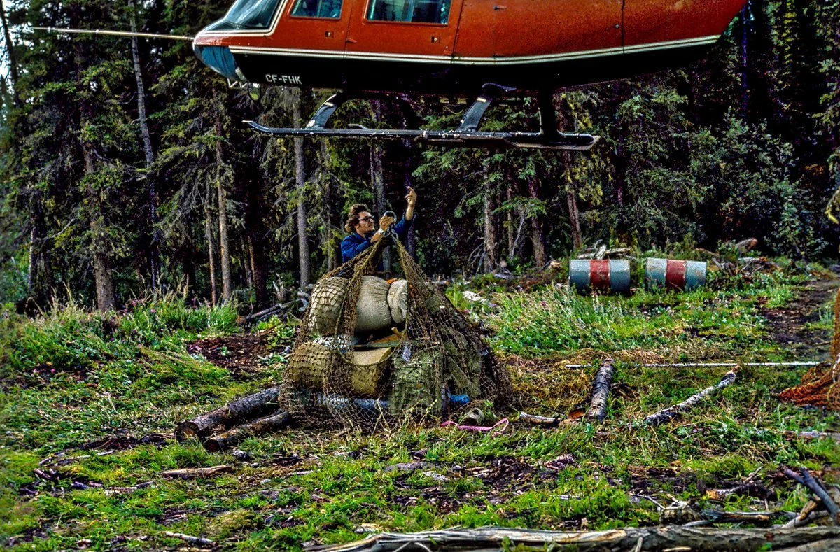 Robert Young Pelton, sling-loading supplies in Northern British Columbia.  ©RYP, all rights reserved