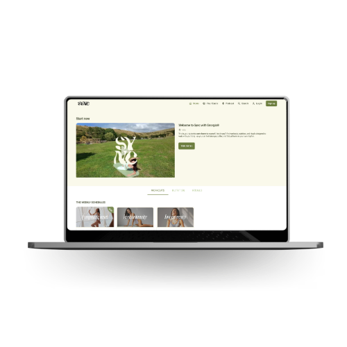 Laptop displaying a website with a green outdoor scene and a statue, with text about Geoquakes on the screen.