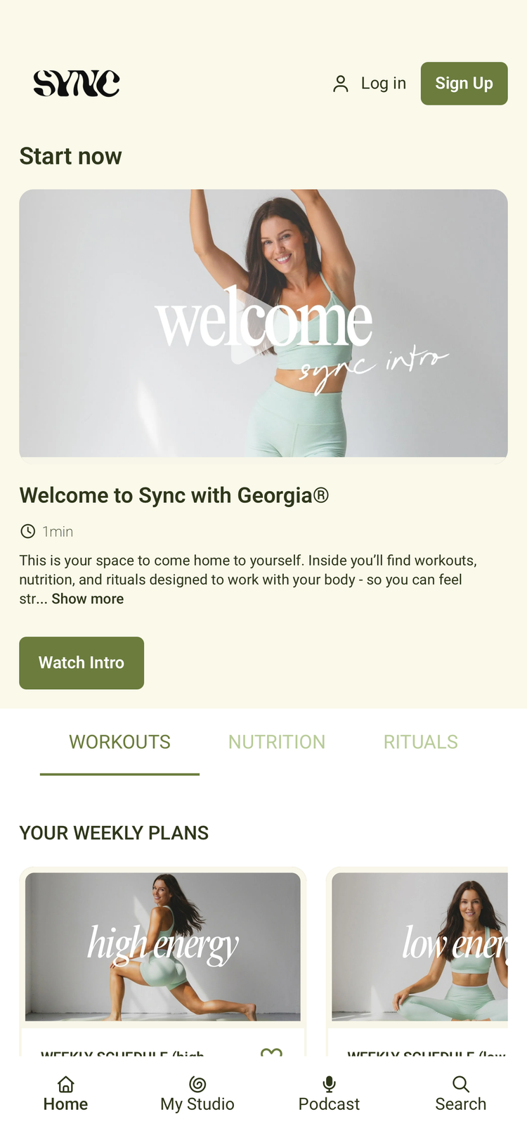 Sync with Georgia app home screen