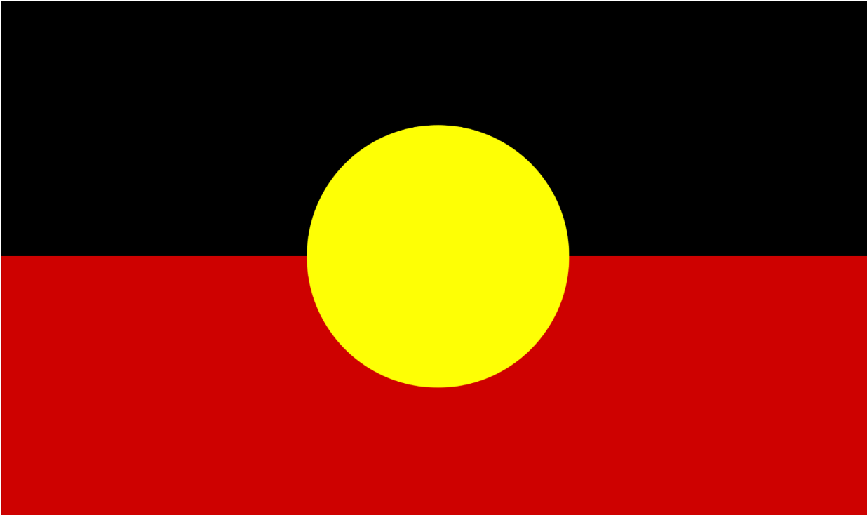 Australian Aboriginal Flag - Kimberlee Smee dietitian support worker APD CEDC for Golden Vibes providing nutrition dietetic and online support work services