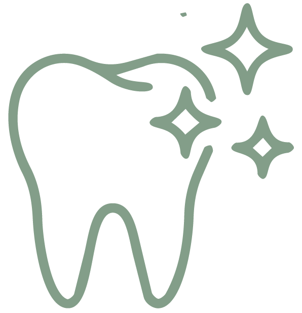 Zahnarzt-Icon eines Zahns mit funkelnden Sternen