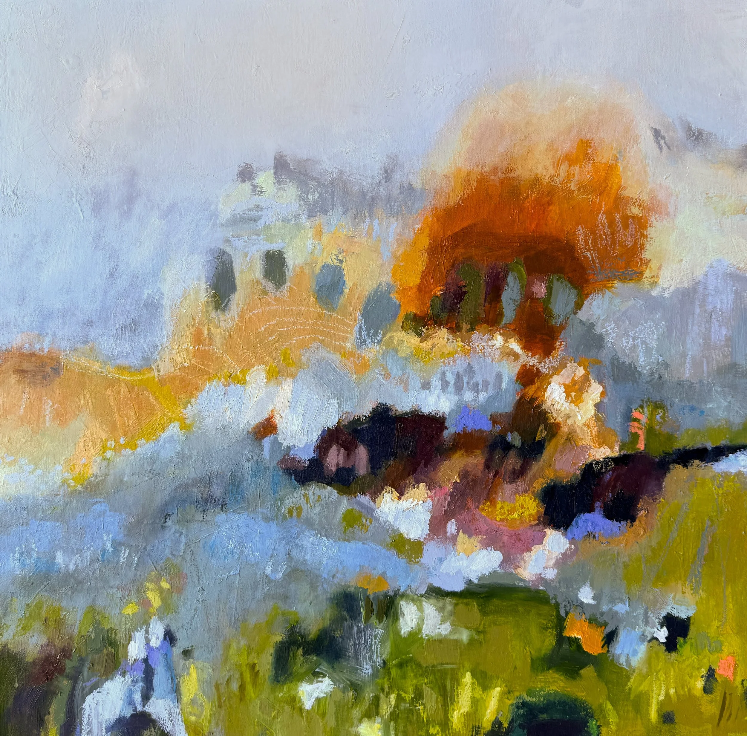 Grey and Green Abstract Landscape