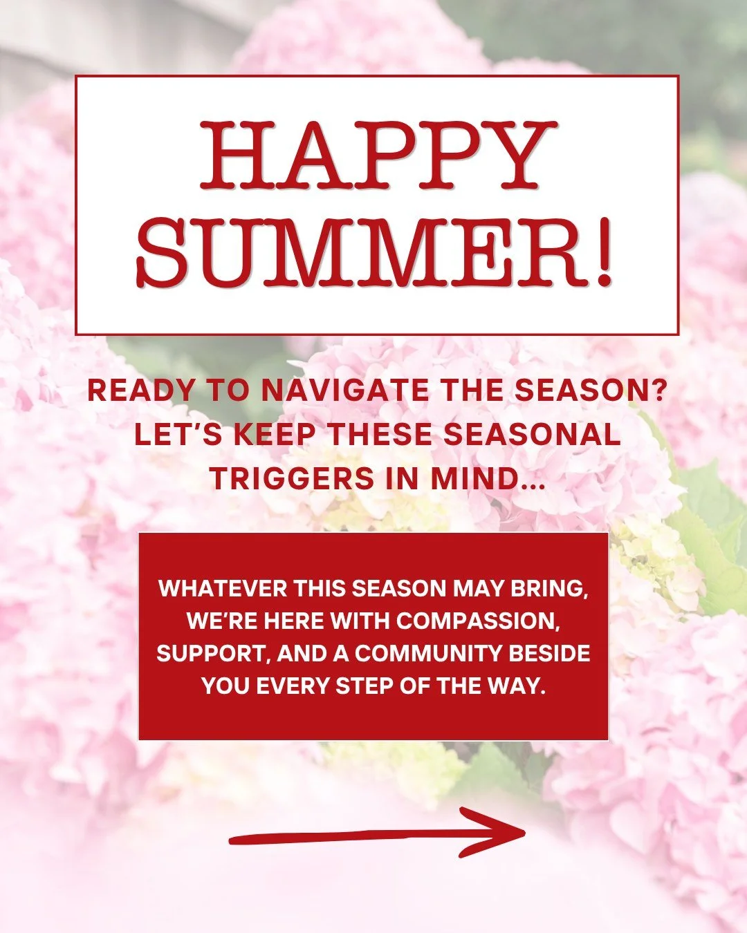 As we approach the busiest time of year here on Nantucket, it's important to take a step back and be mindful of the seasonal triggers you or someone you know may face in the coming months. 

Remember! These feelings are normal, and you do NOT have to
