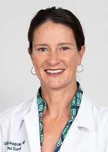 Catharina Armstrong, MD MPH, woman doctor in scrubs on Nantucket