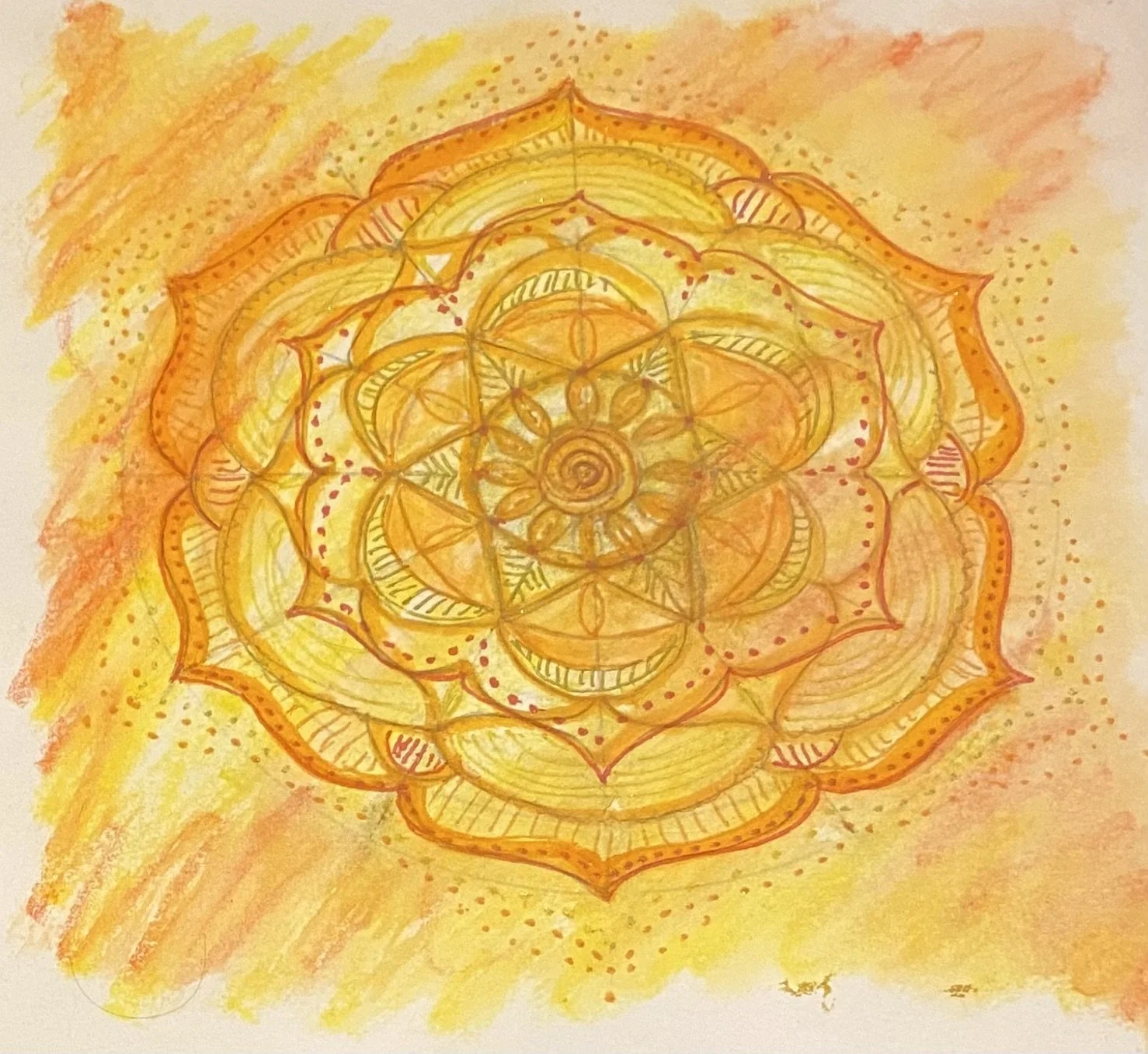 Yellow mandala with background