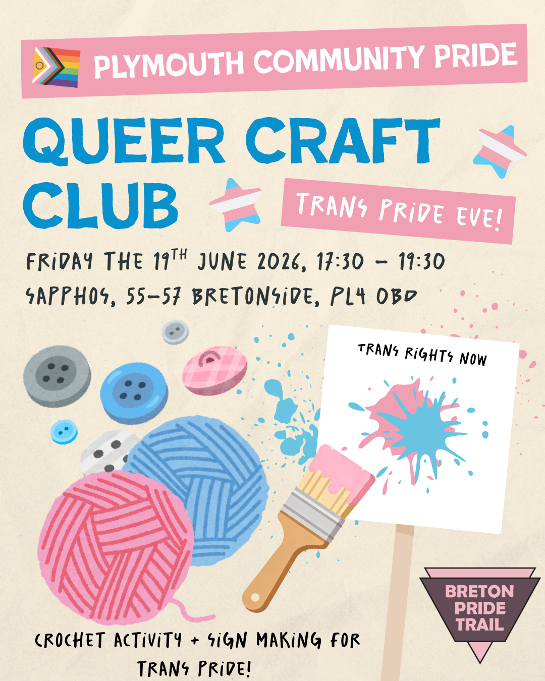 Queer Craft Club | 19th June @ Sappho’s
