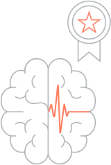 Icon of a brain with a certificate