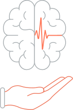 Icon of an hand supporting a brain