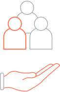 Icon of an hand supporting people