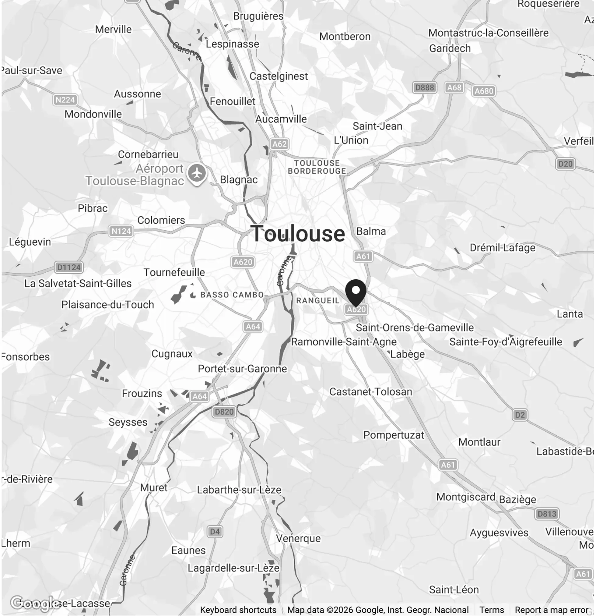 Picture of our location on a map in Toulouse