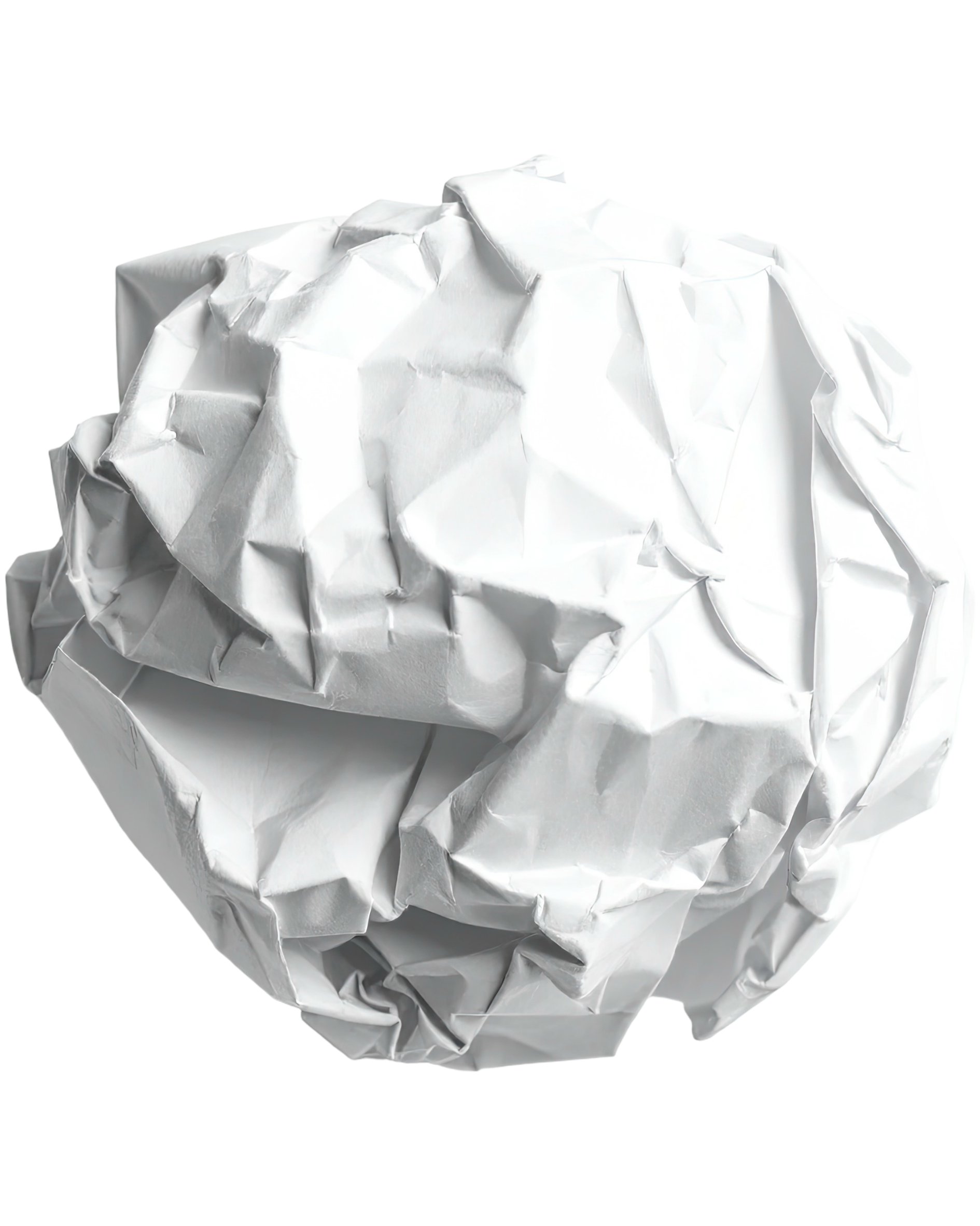 Papel amassado com fundo transparente.