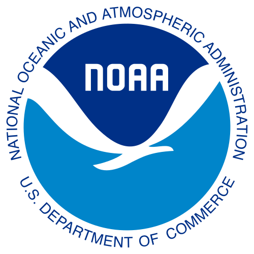 Official NOAA logo with a blue and white circular design, featuring a seagull and the text 'NOAA' and 'U.S. Department of Commerce'.