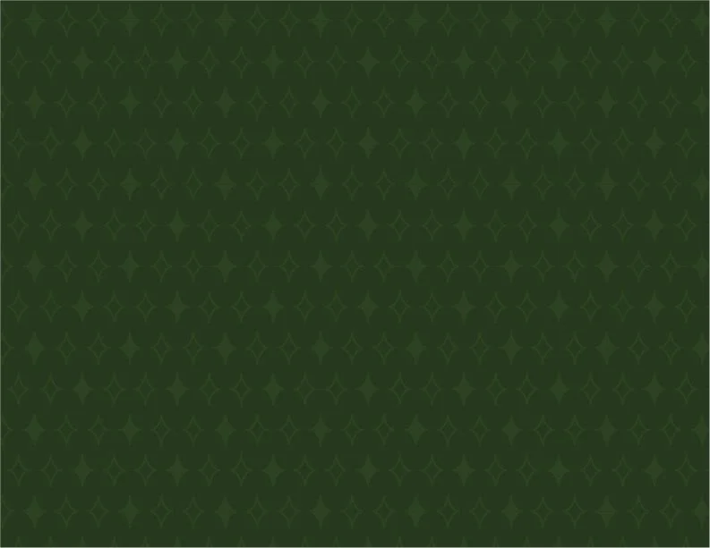 Green background with a subtle pattern of star-like shapes.