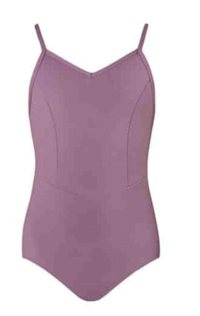 Purple one-piece swimsuit with thin straps and a fitted design.
