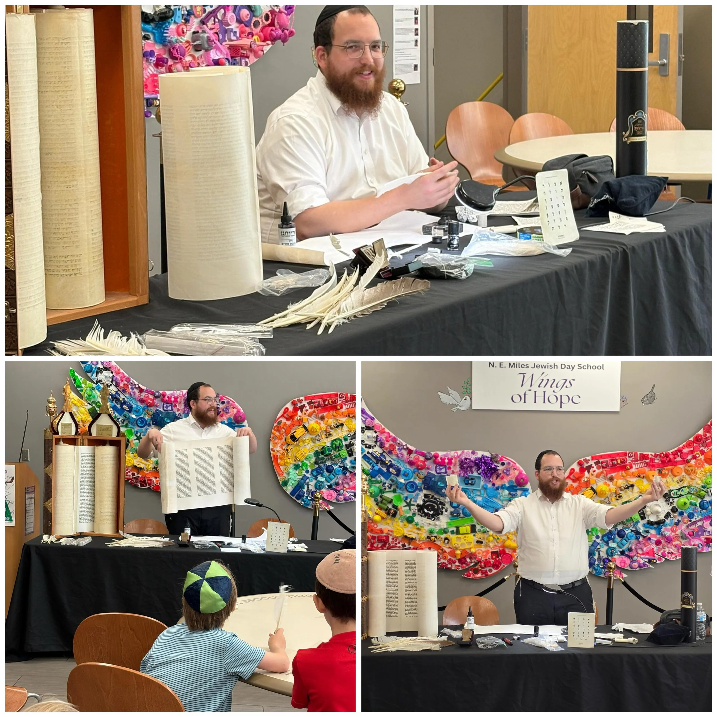 Today our students had the incredible opportunity to learn from Rabbi Chanowitz during a special sofer (scribe) workshop all about how a Torah is written. Students learned what makes a Torah kosher as well as the process for writing one. They were ab
