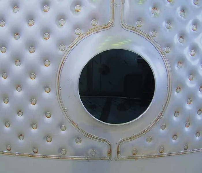 Close-up of a laser welded tank shell.