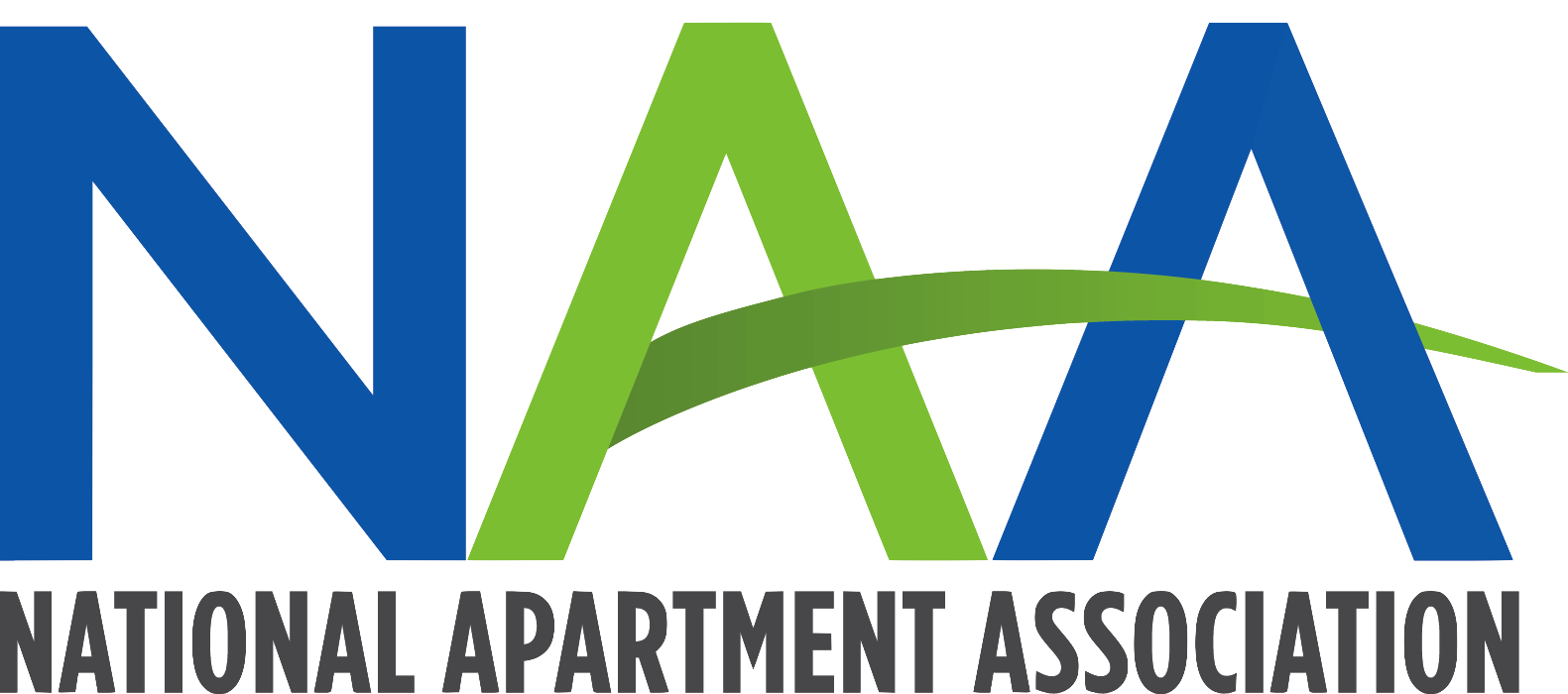 National Apartment Association logo with blue "N" and "A" and green "A" and swoosh.