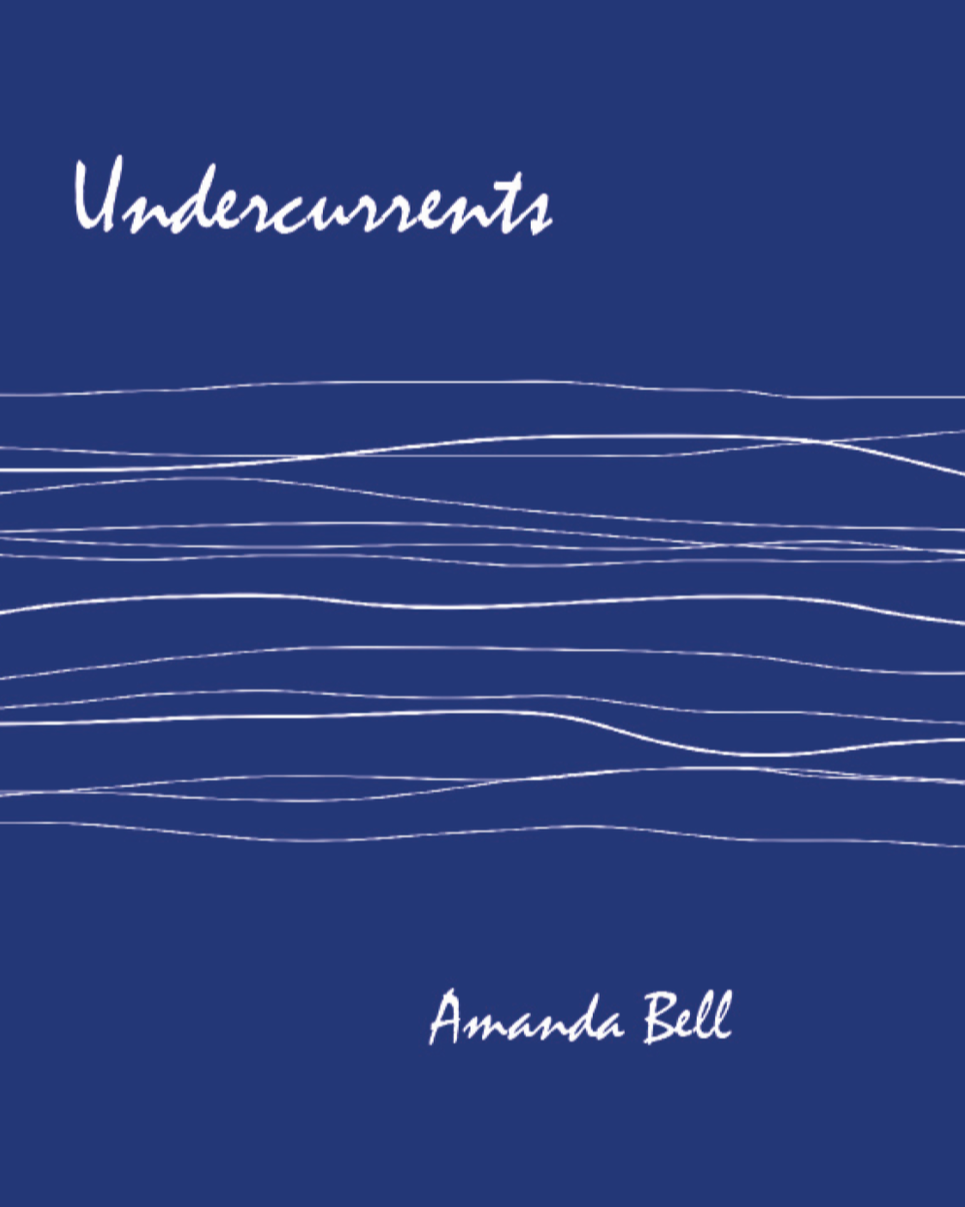 Book cover titled 'Undercurrents' by Amanda Bell, featuring a dark blue background with white wavy lines.