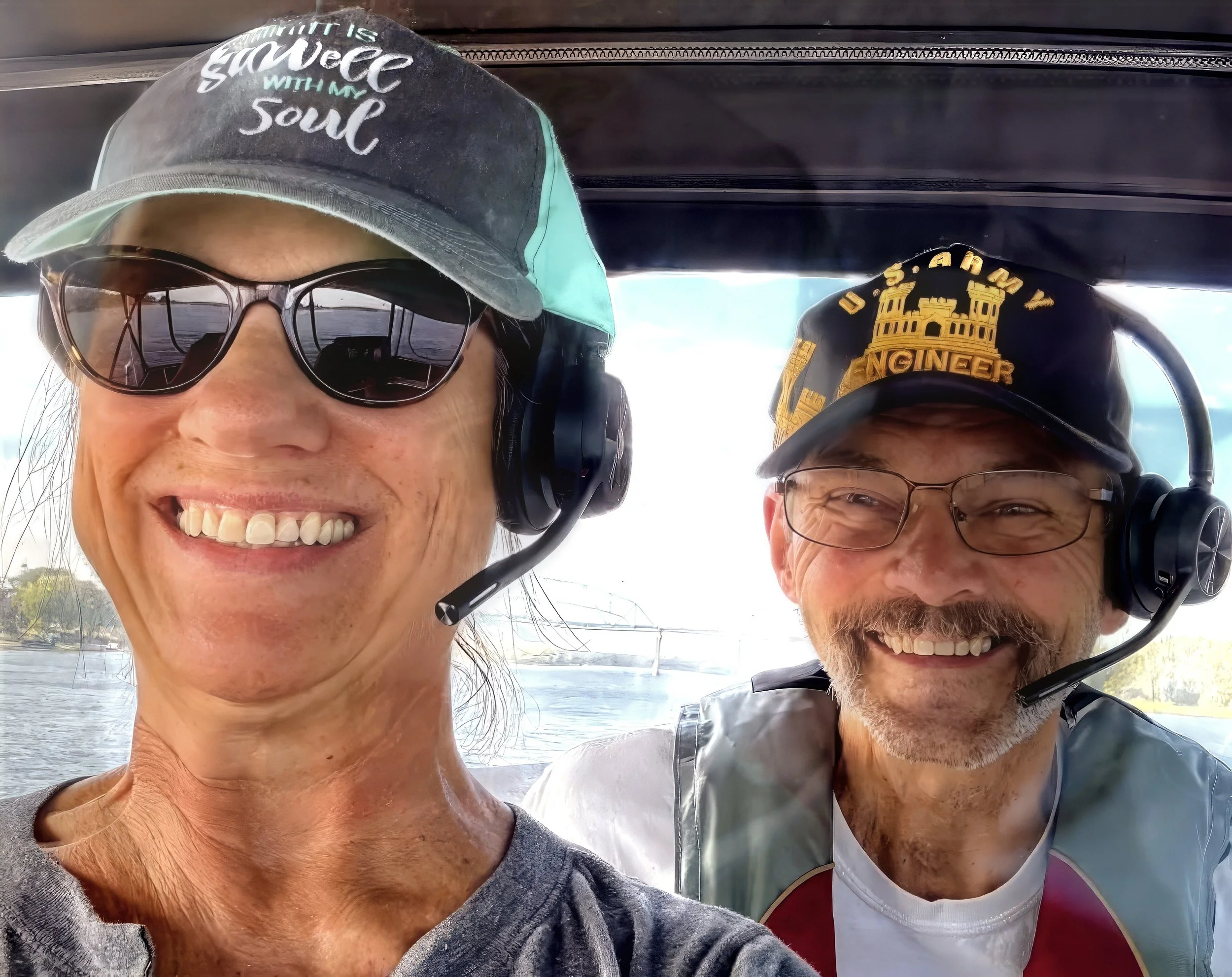 Mama Drone's Trish and Husband, Roy, sailing on their yacht named Madi Hati. 