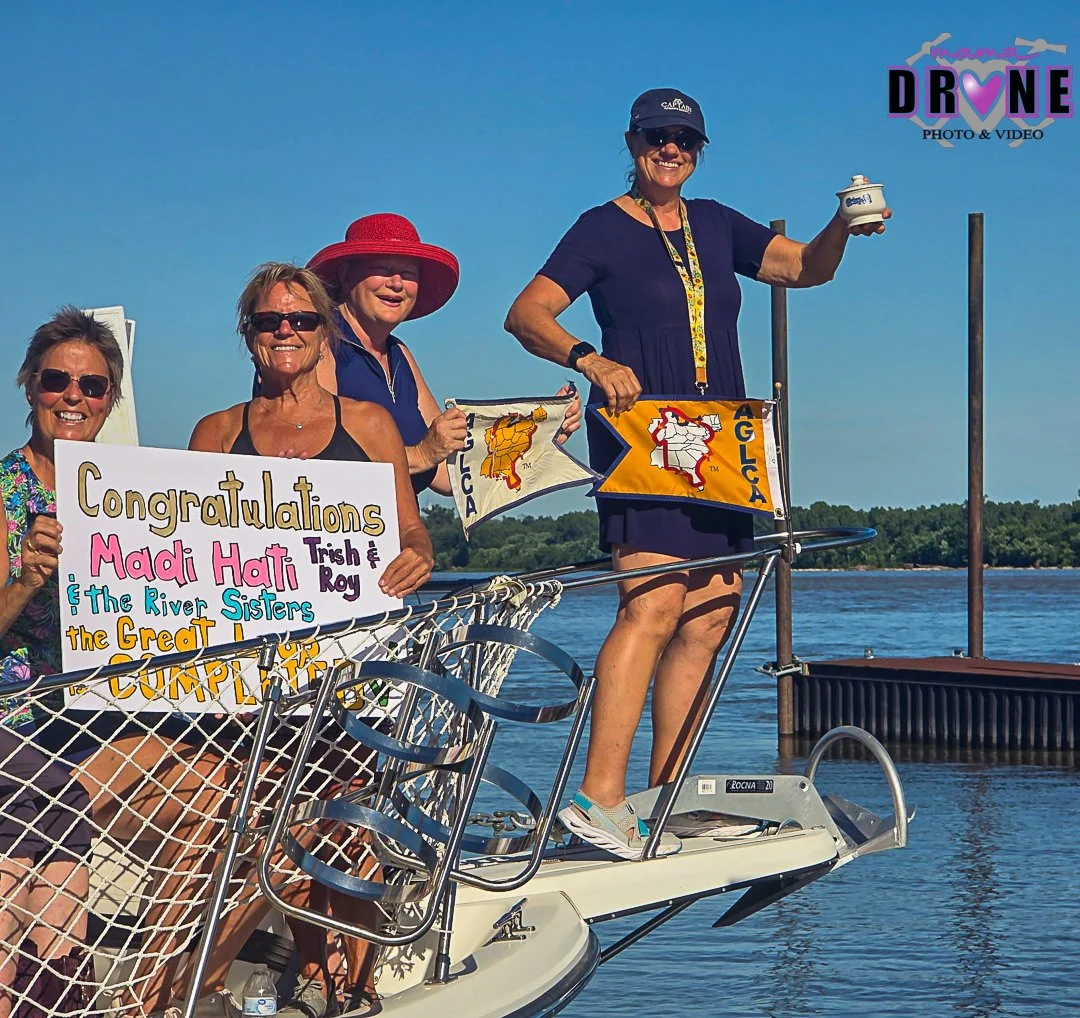 The "River Sisters" bringing our Madi Hati yacht home to Minnesota from Door County, Wisconsin.  June 2026