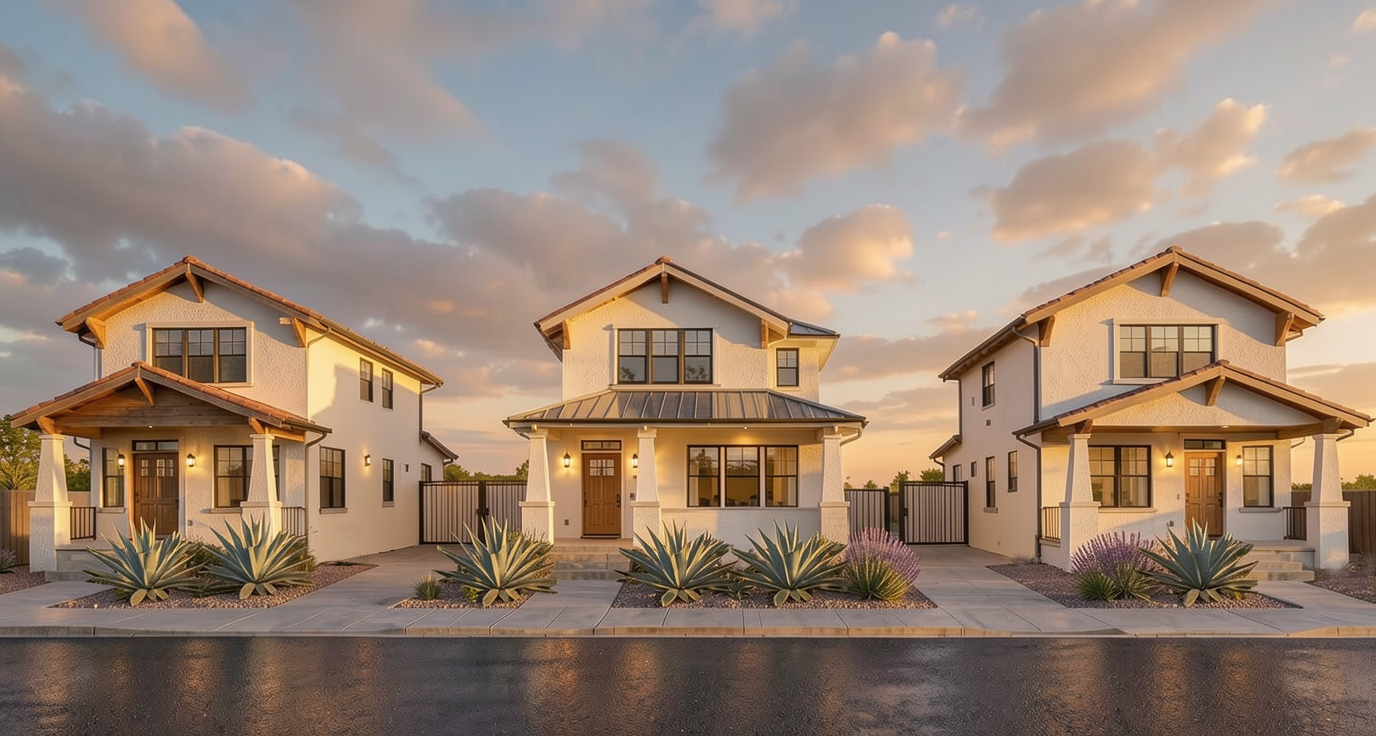 three houses in a row