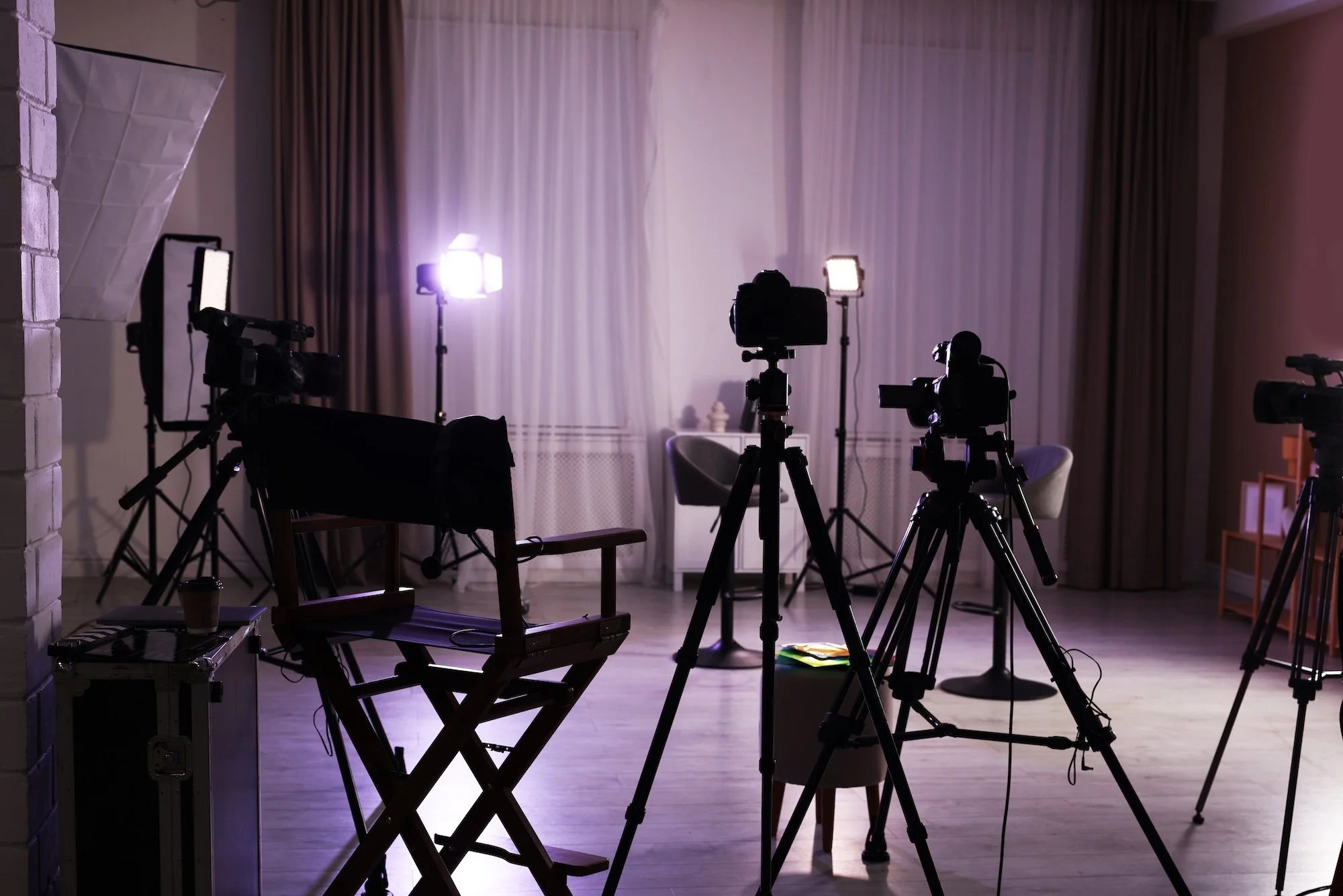 Professional corporate video production studio lighting setup MaRad Productions Charlotte NC video agency
