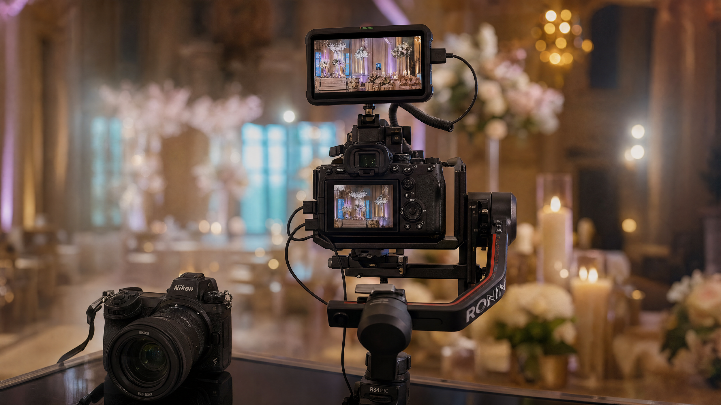 Professional video production equipment setup Sony camera gimbal lighting by MaRad Productions Charlotte NC