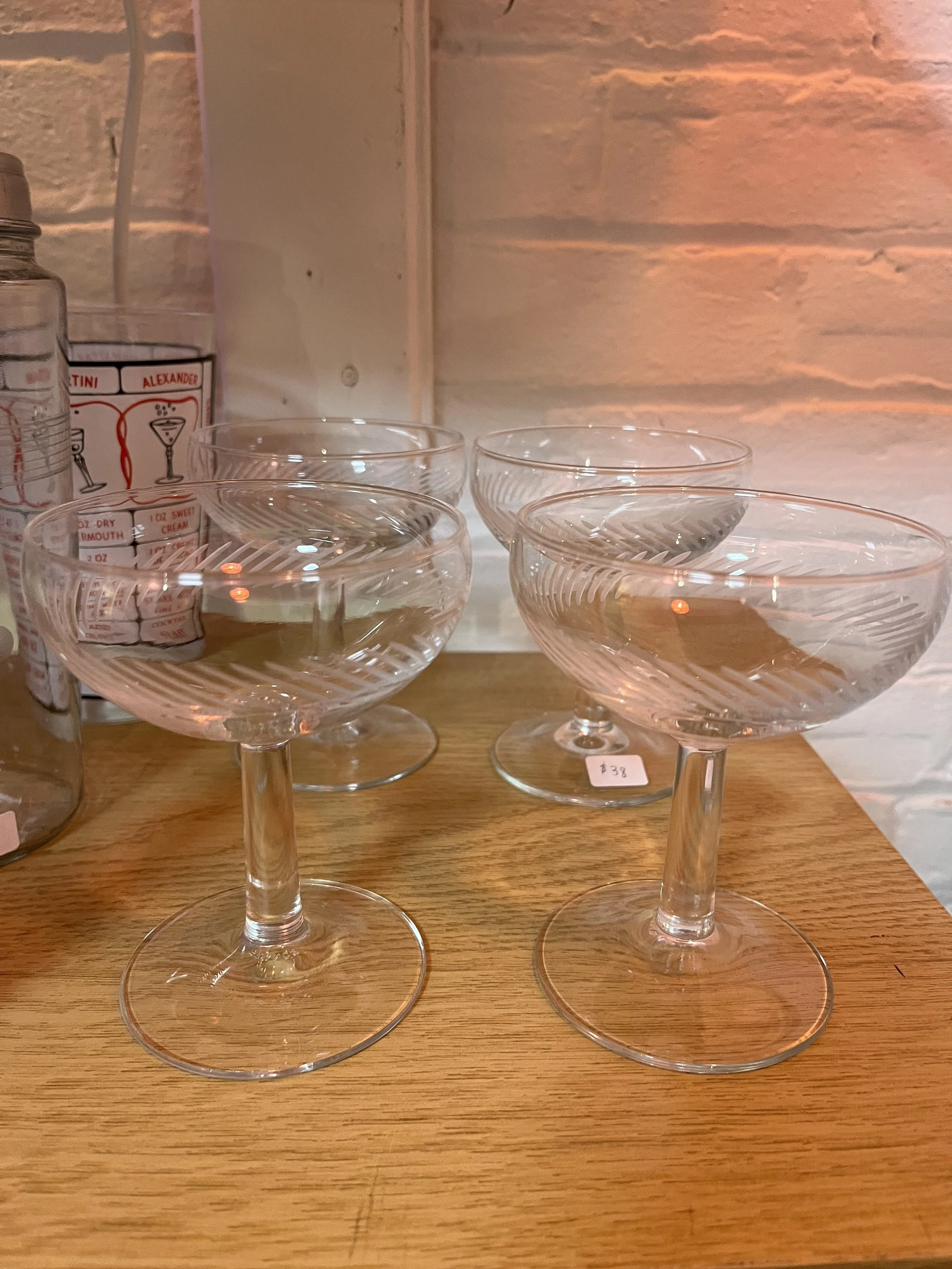 Set of 4 etched coupes ($25)