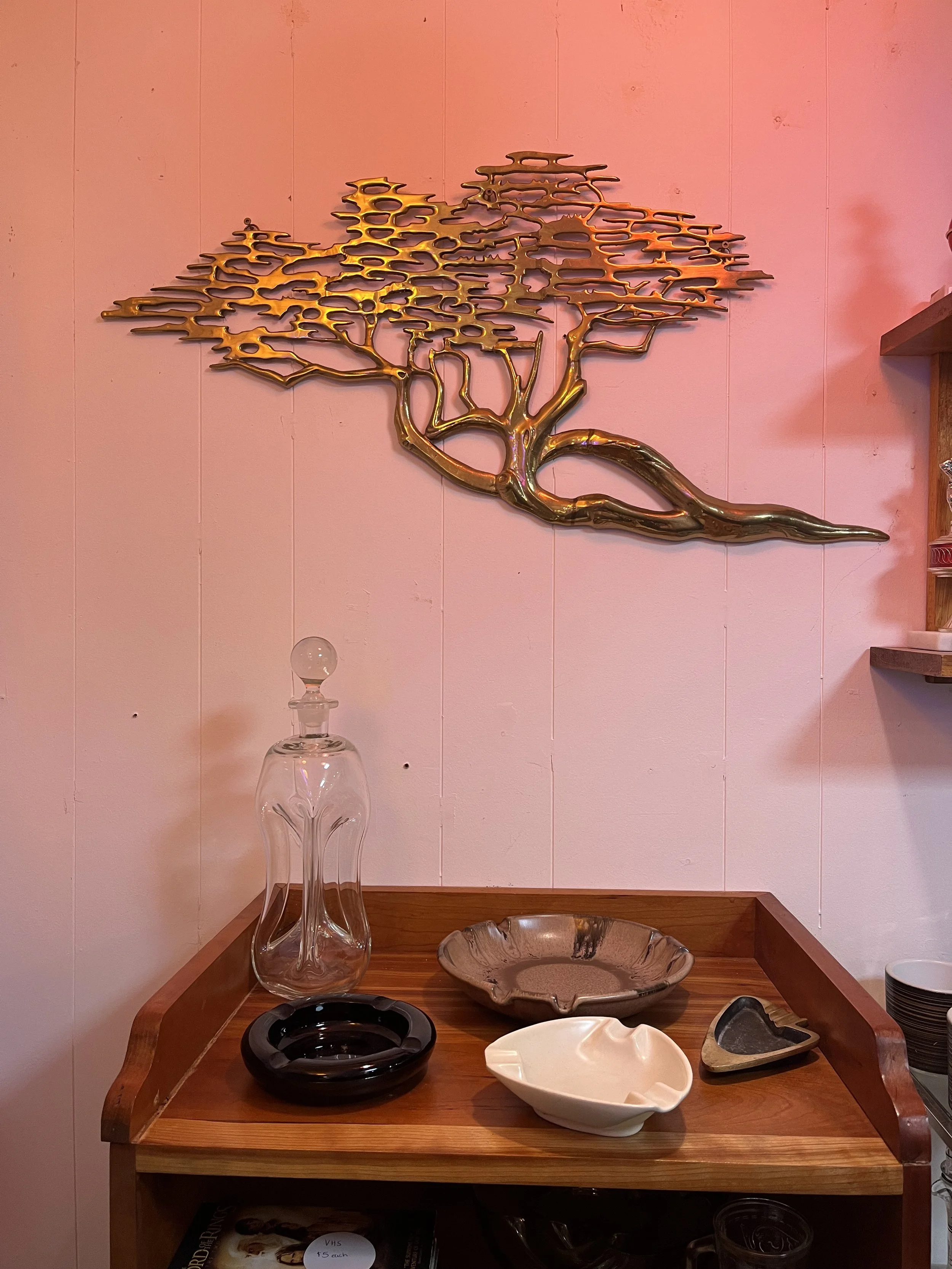 Brass bonsai mid century wall art. Solid brass- measures 36' long. ($165)