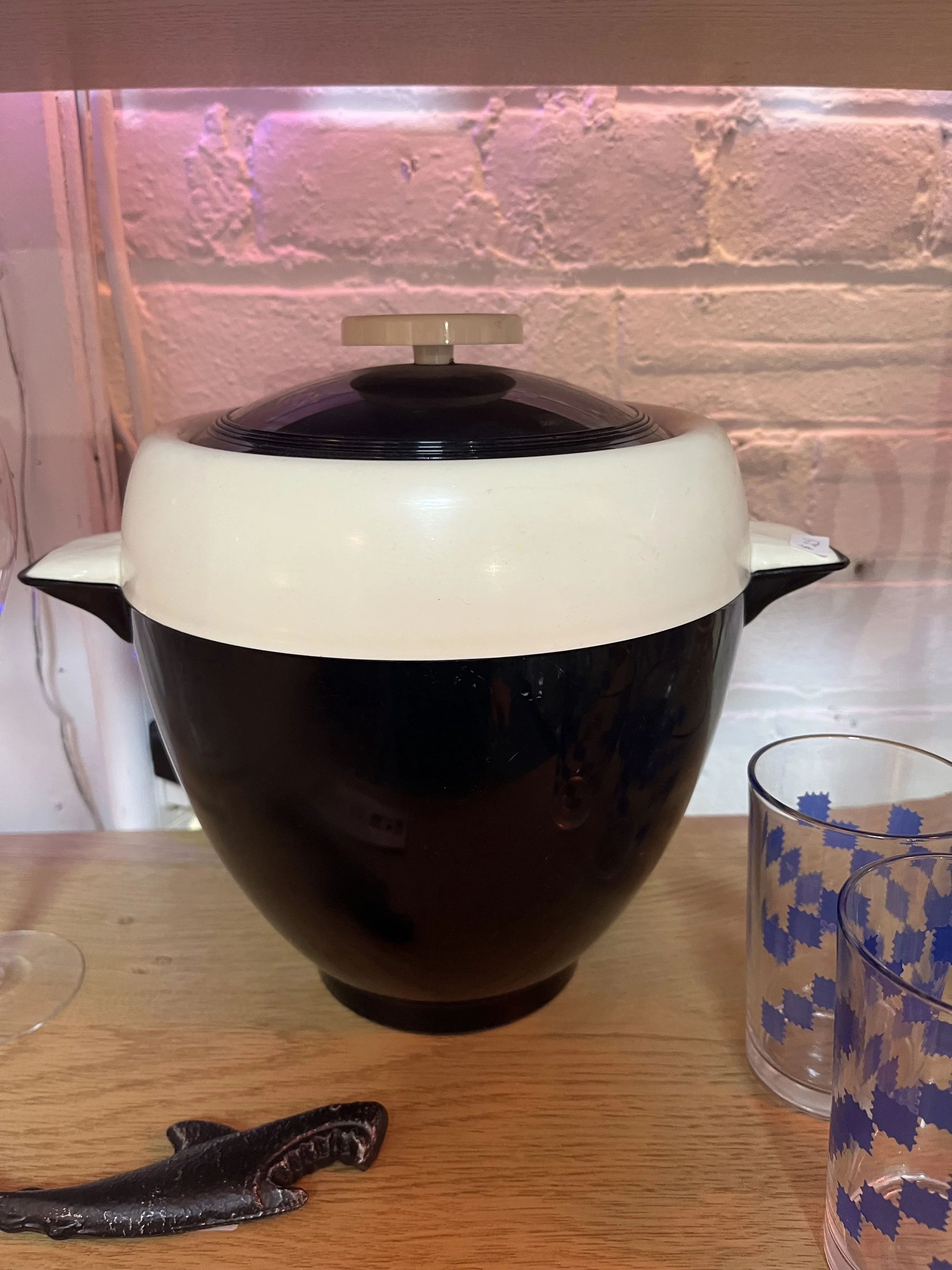 Mid Century black and cream ice bucket- ($30)