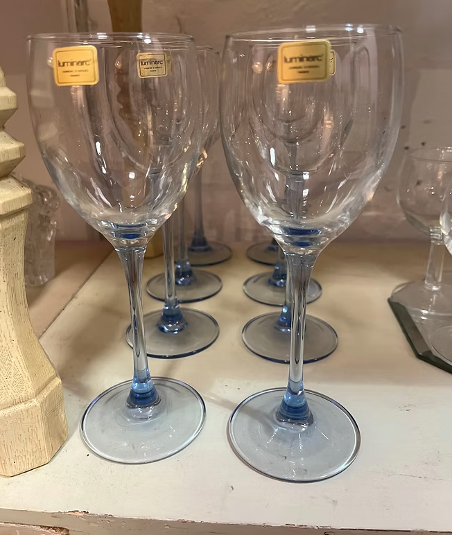 Luminarc France Blue Wine Glasses:
​($40 for a set of 8)