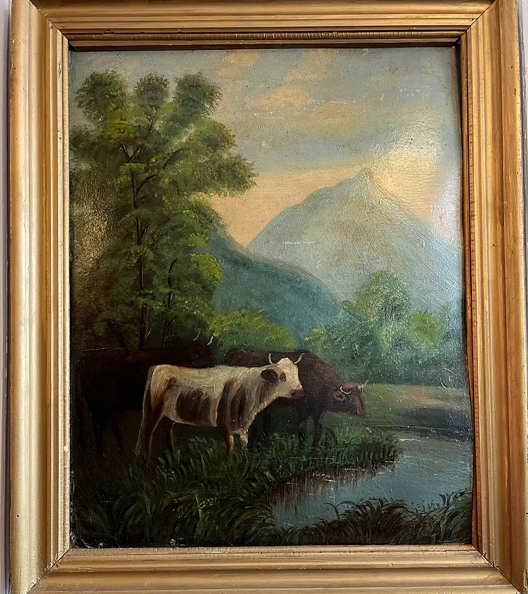 Pastural Cow: Oil on board, Size: 33 x 26"
($95)